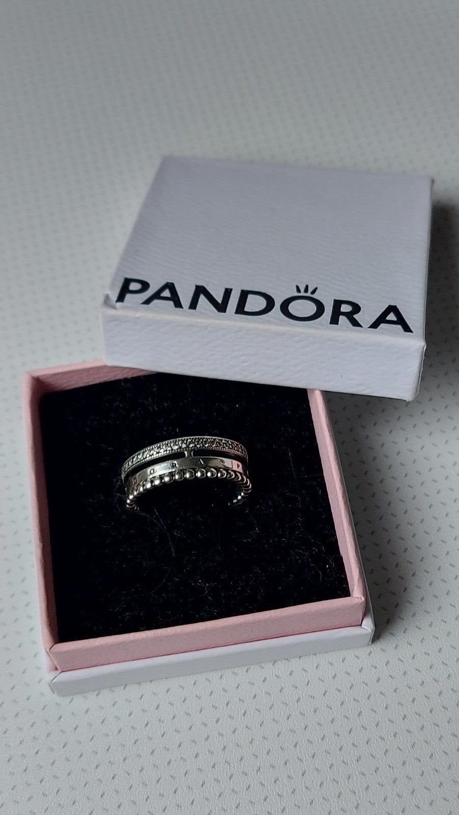 Originele Pandora zilveren ring logo Pandora maat 52, Ophalen of Verzenden, Dame of Heer, Zilver, Kleiner dan 17
