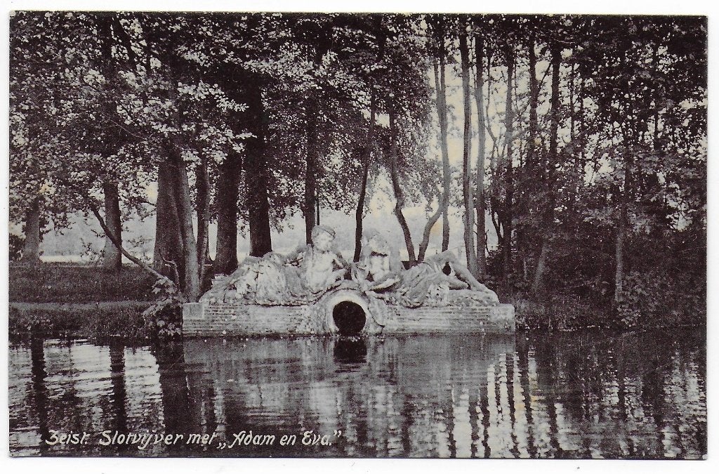 Zeist Slotvijver met Adam en Eva Gelopen Ansichtkaart B8013, Ophalen of Verzenden, 1960 tot 1980, Gelopen, Utrecht