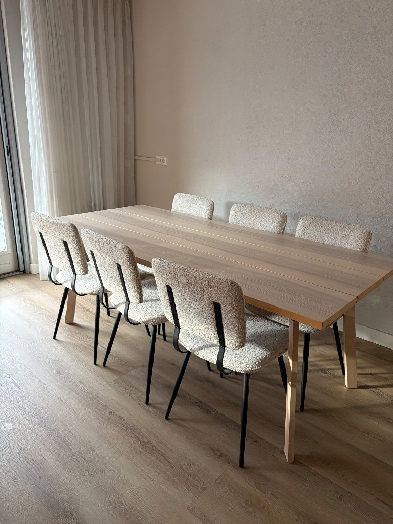 Zes stoelen teddy wit, Ophalen, Japandi, Wit, Zo goed als nieuw