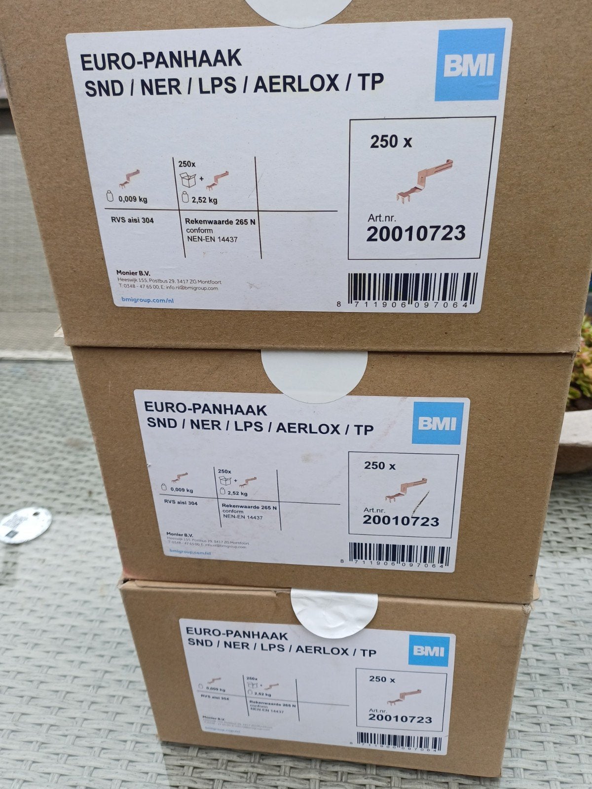 BMI Euro-panhaak RVS aisi 304 - 250 stuks, Nieuw, Ophalen of Verzenden, Minder dan 5 m², Dakpannen