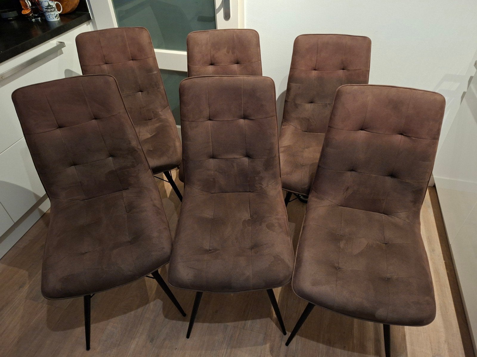 6 mooie, gebruikte bruine eetkamerstoelen, Huis en Inrichting, Stoelen, Ophalen, Gebruikt, Bruin, Vijf, Zes of meer stoelen