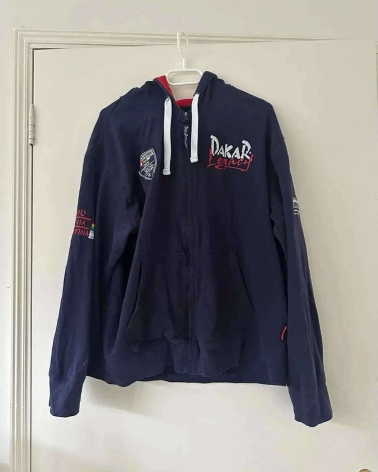 Dakar Rallywear Hoodie - Donkerblauw met logo's, Kleding | Heren, Verzenden, Zo goed als nieuw