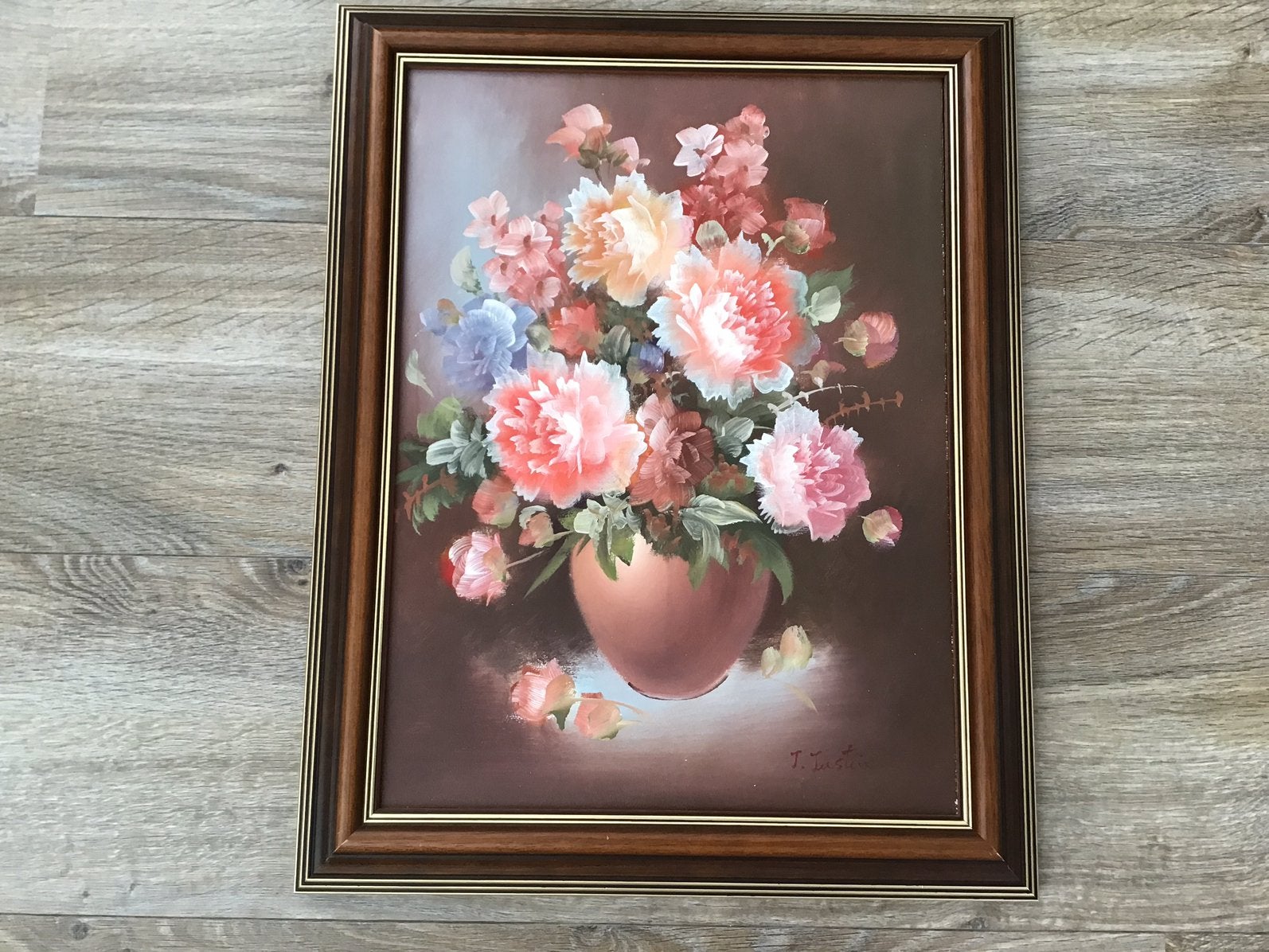 Pioen rozen van J . Justin ., Antiek en Kunst, Kunst | Schilderijen | Klassiek, Ophalen of Verzenden, Bloemen