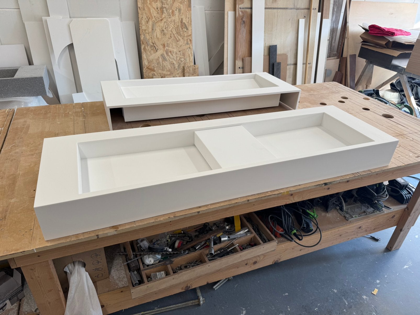 Corian solid surface wastafel 1.60 mtr, Ophalen, 150 tot 200 cm, Nieuw, Minder dan 100 cm