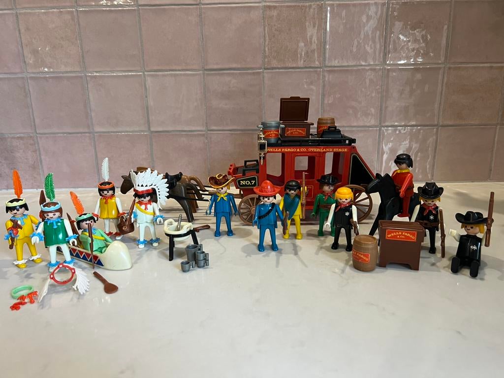 Playmobil Western cowboys indianen 3241 3245 3251 3581, Ophalen of Verzenden, Gebruikt, Complete set