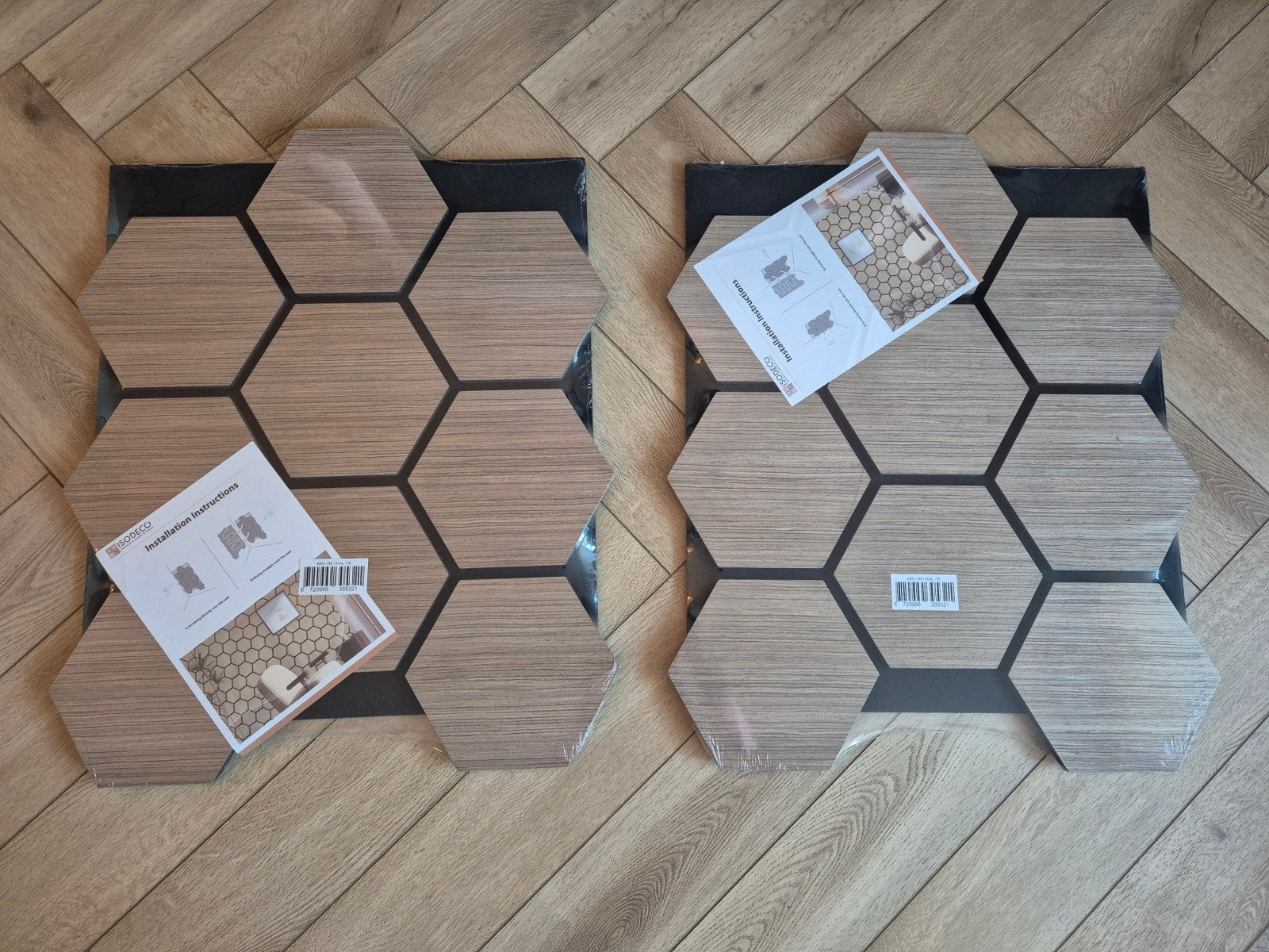 Akoestisch Paneel Hexagon Hout Donker Gerookt Bruin/zwart, Ophalen