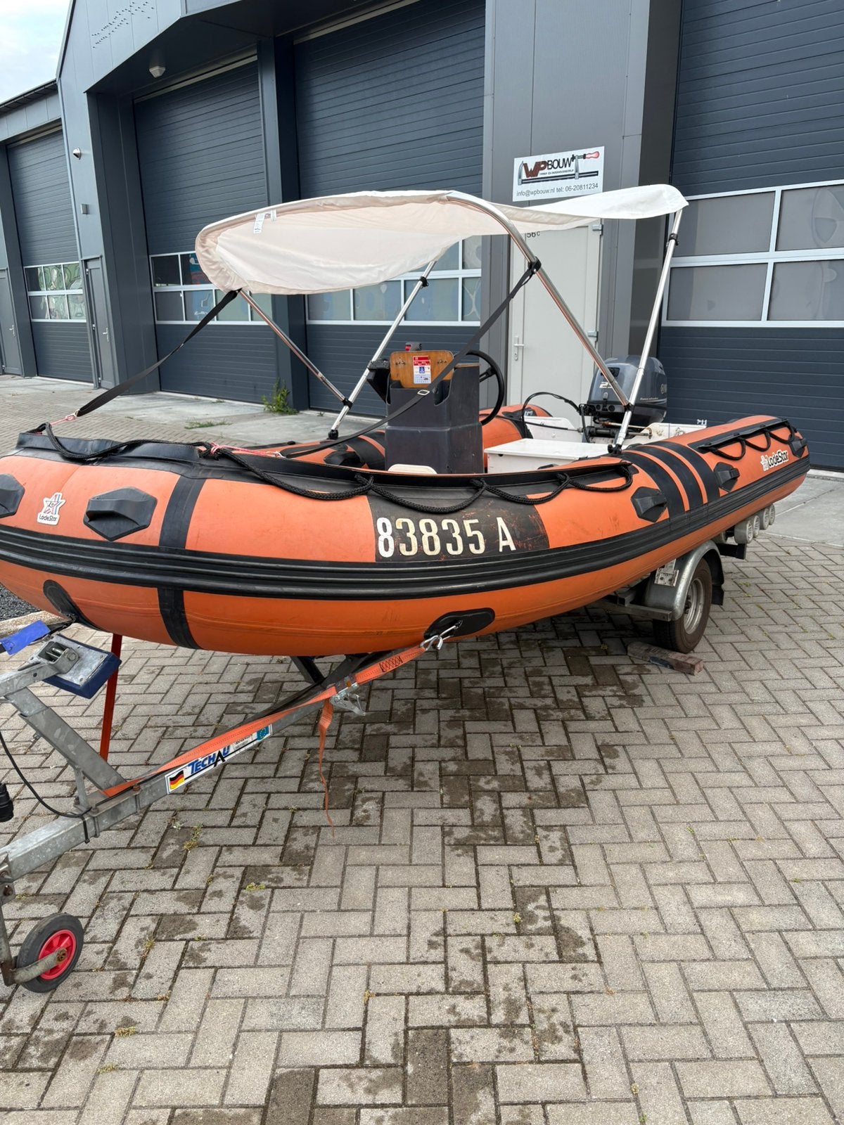 Lodestar 420, Yamaha 25pk (2010) & trailer, Watersport en Boten, Rubberboten, Zo goed als nieuw, Lodestar, Afdekzeil, Buitenboordmotor