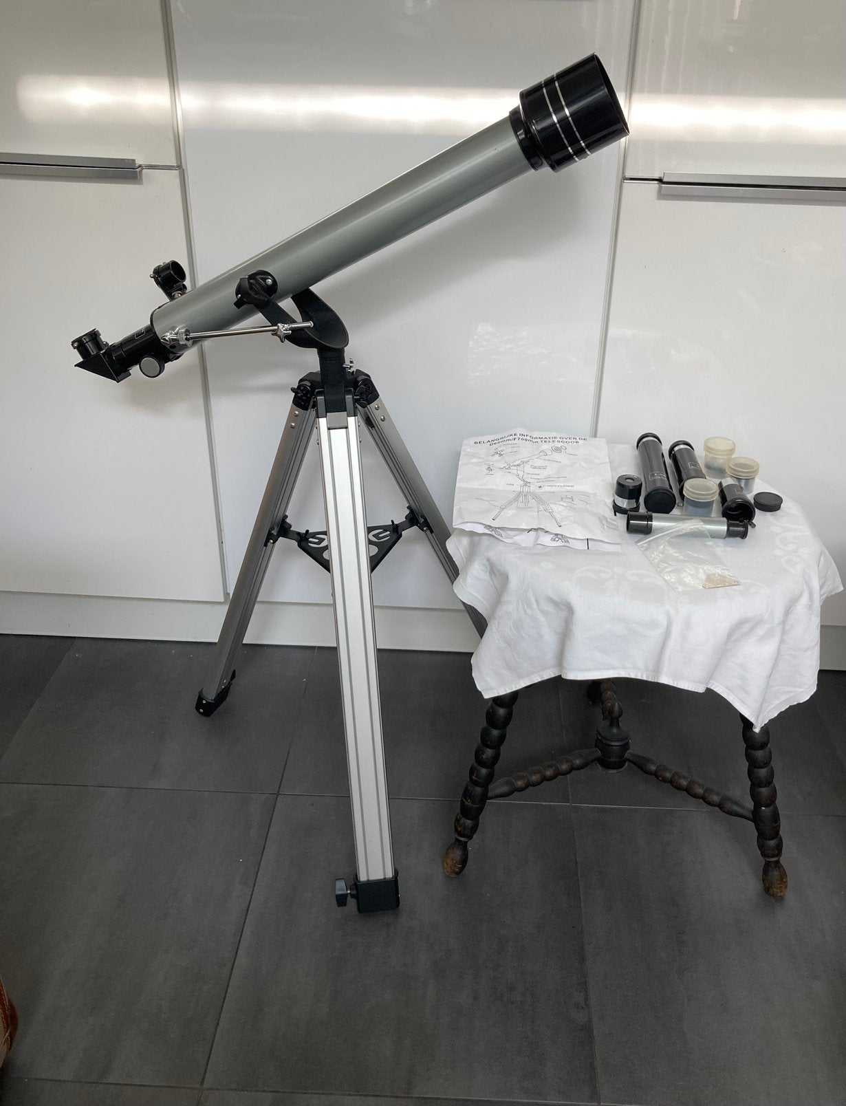 Telescoop ST-60700 met diverse lenzen, Ophalen, Gebruikt, Lenzentelescoop (refractor), Met statief