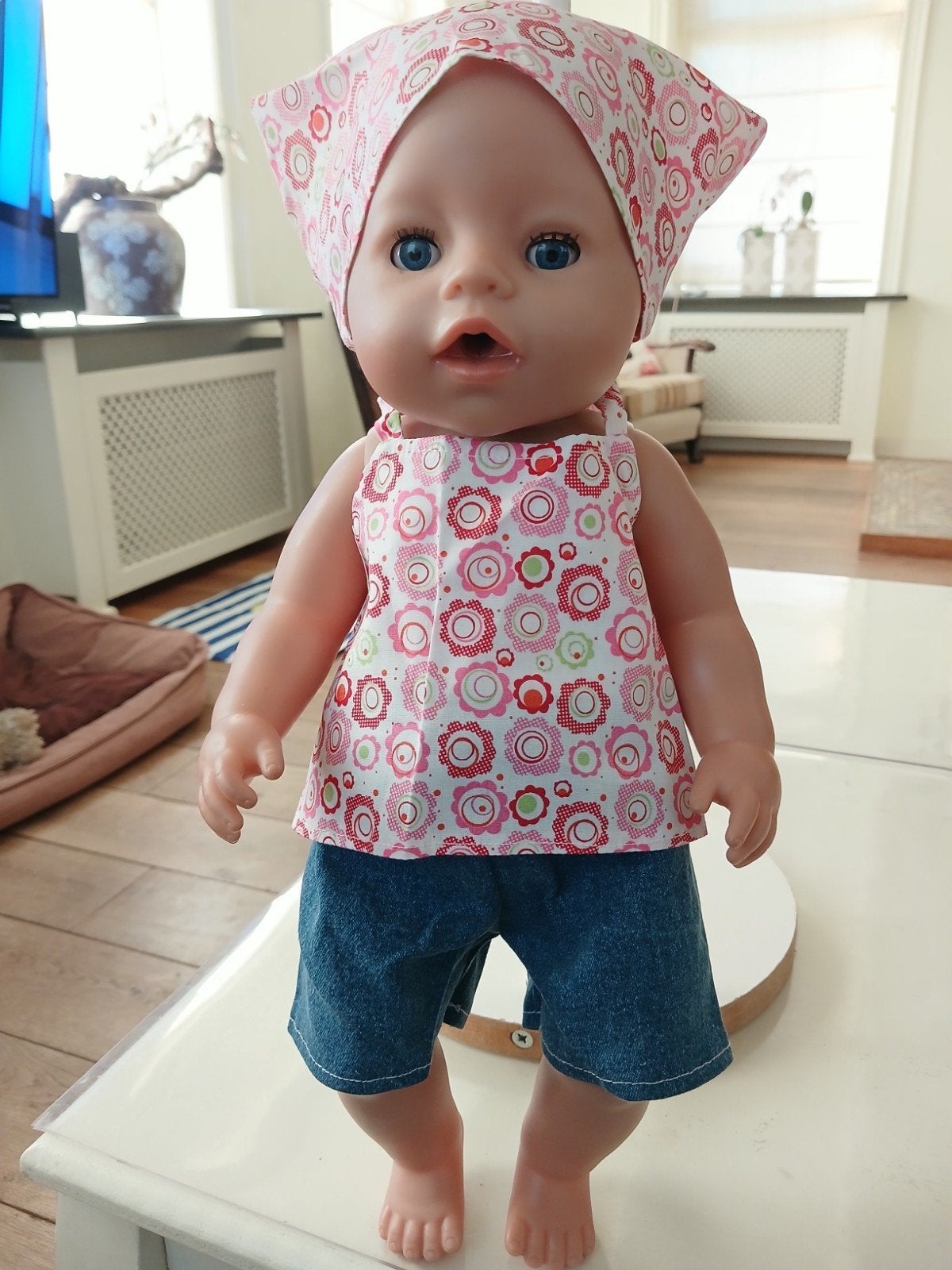 Mooie 3 delig set jeans broek baby born pop 43cm, Ophalen of Verzenden, Nieuw, Babypop