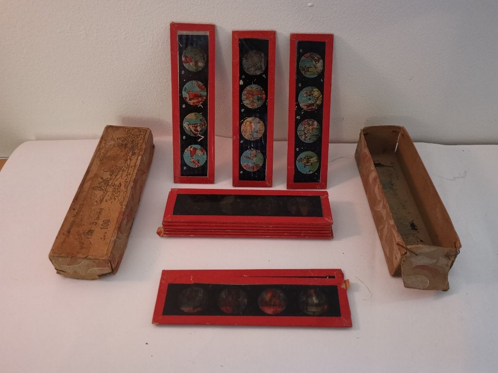 Toverlantaarn dia's (glas, 12 x)., Ophalen of Verzenden