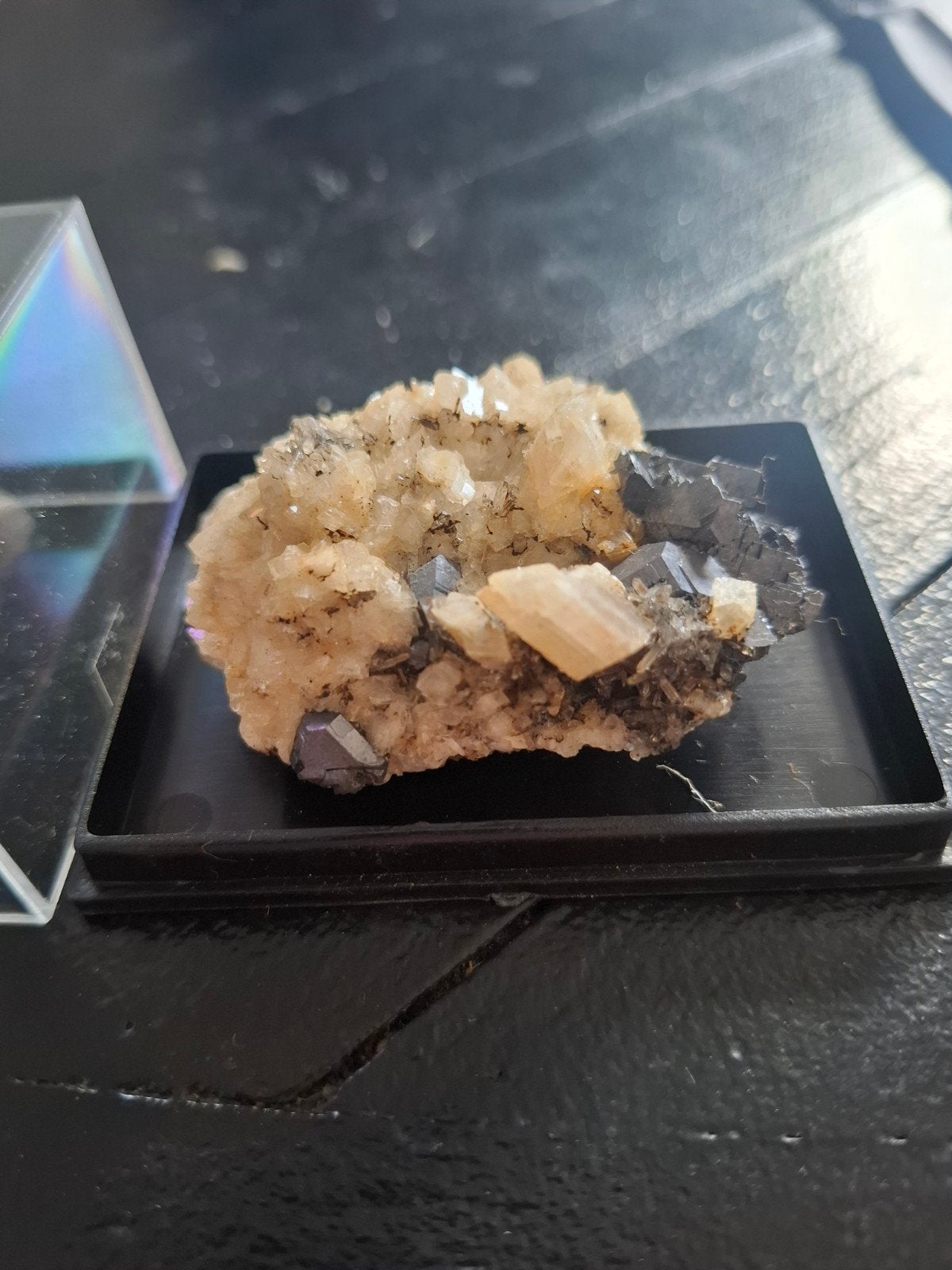 Galena met dolomiet & mesitien – Traversella Italië – oud mi, Ophalen of Verzenden, Mineraal