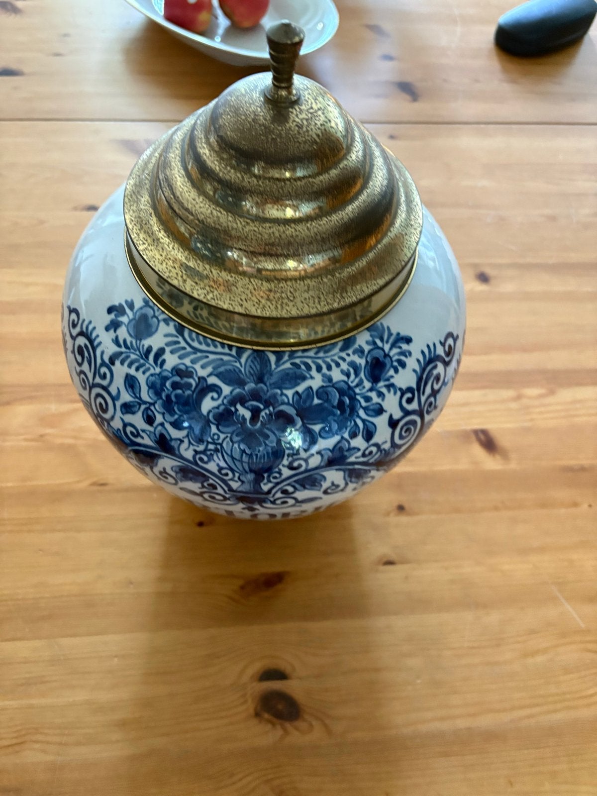 Antieke Hollandse tabakspot met messing deksel, Antiek en Kunst, Ophalen