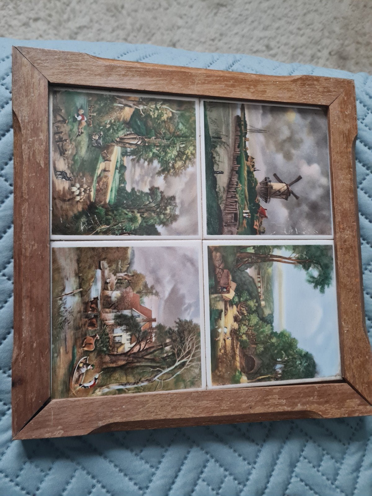 Vintage Tegeltableau met Hollandse Landschappen, Ophalen of Verzenden