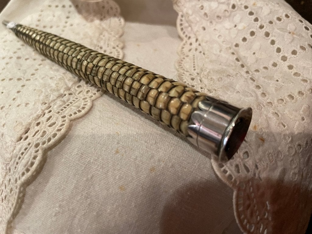 antieke breischede ganzeveerschachten naaigerei, Antiek en Kunst, Ophalen of Verzenden, Zilver