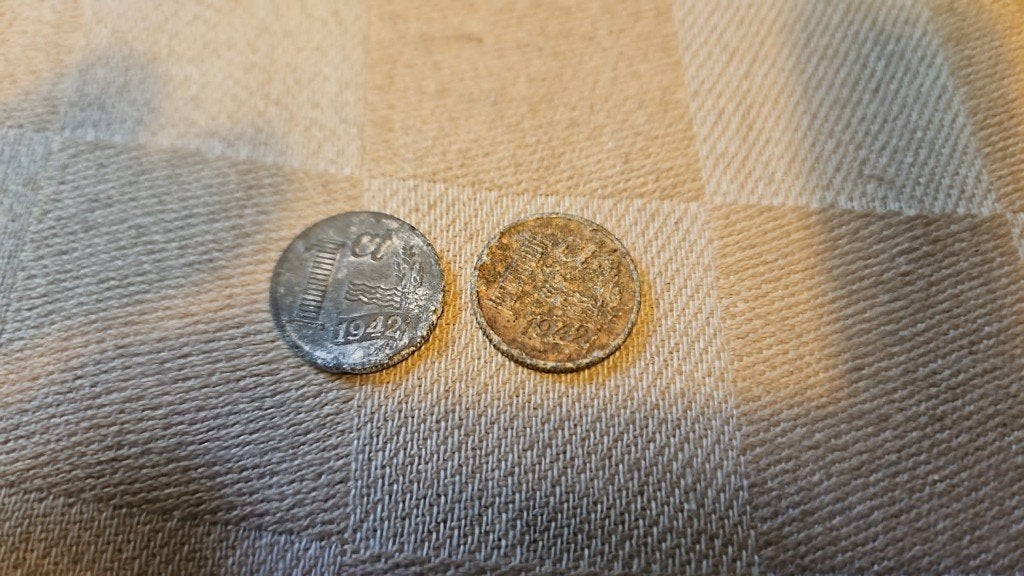 2 maal 1 centen Nederland uit 1942, Ophalen of Verzenden, Koningin Juliana, 1 cent, Setje