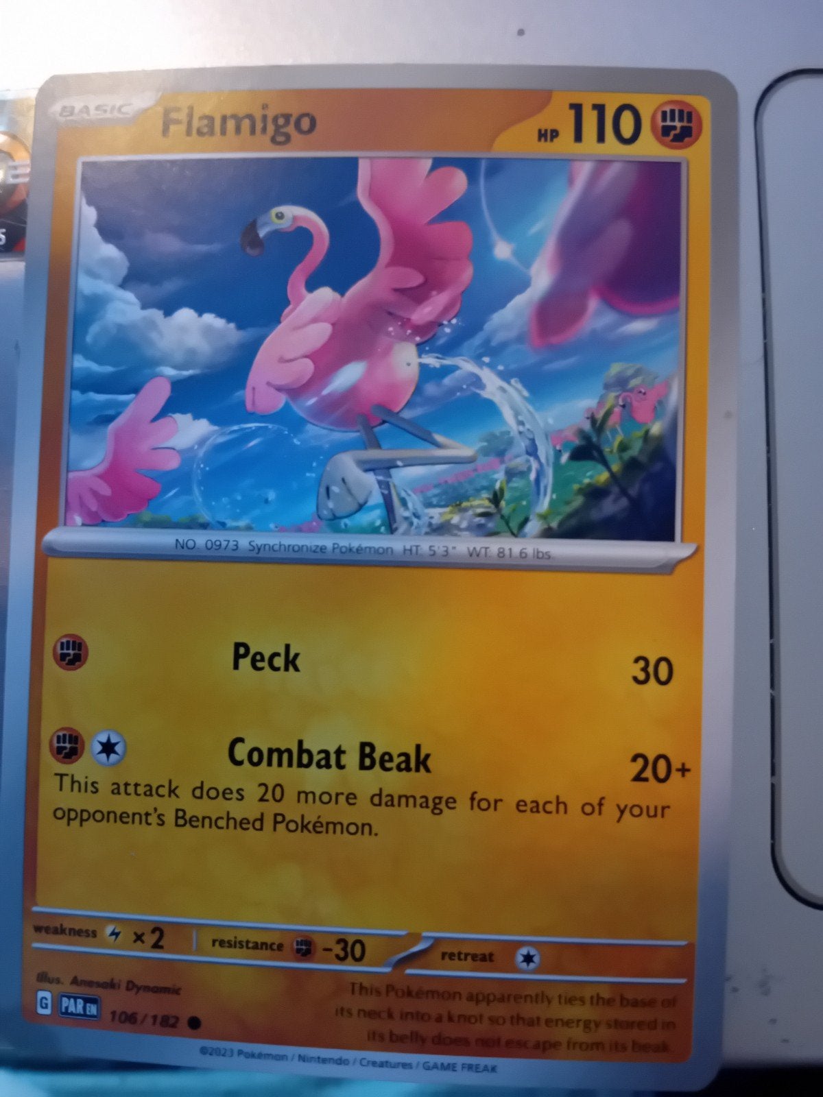 Pokémon Kaart: Flamigo 106/182 (Scarlet & Violet), Ophalen of Verzenden, Zo goed als nieuw, Losse kaart, Foil
