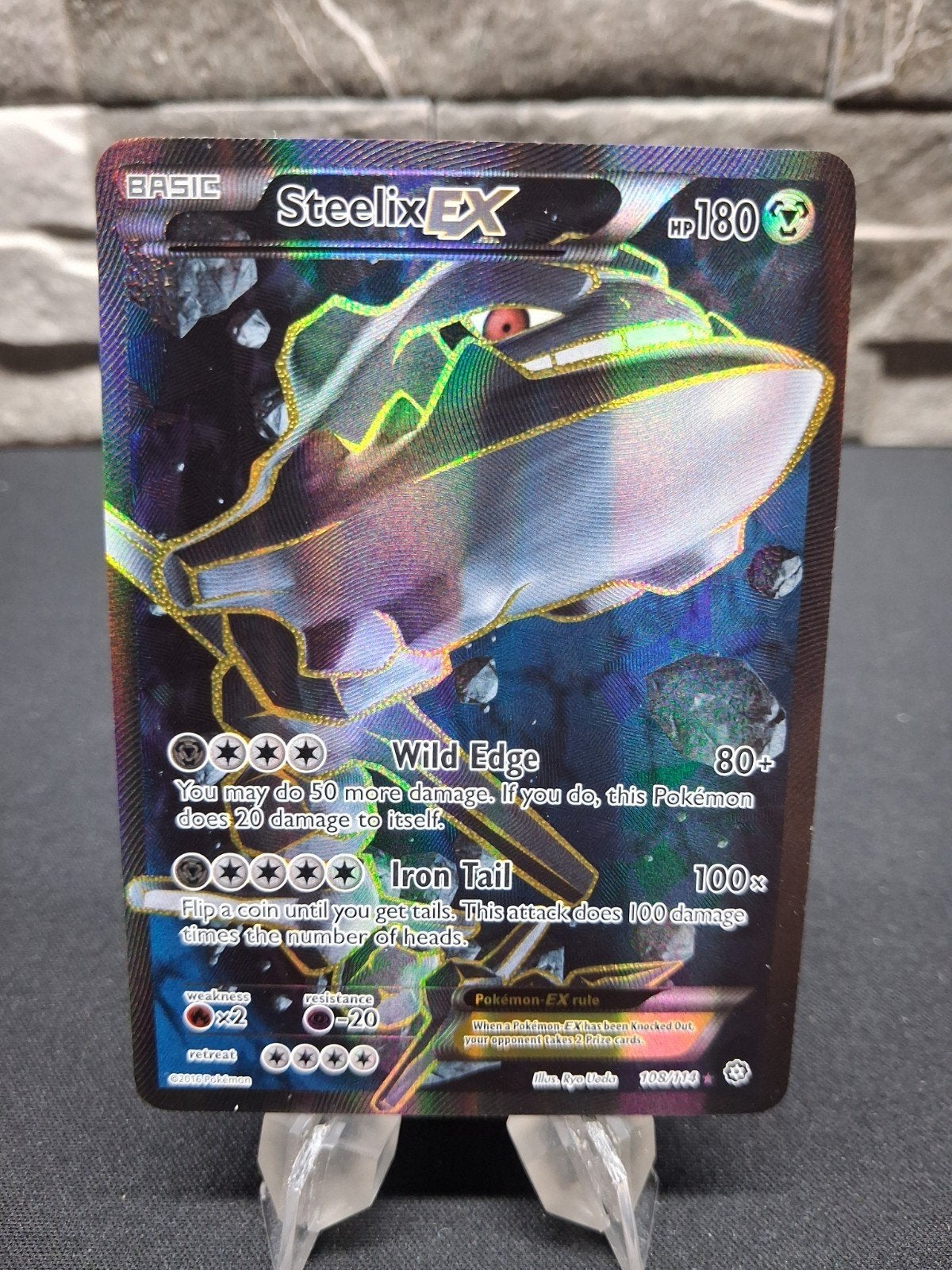 Pokémon Steelix EX Full Art 108/114 XY Steam Siege, Ophalen of Verzenden, Zo goed als nieuw