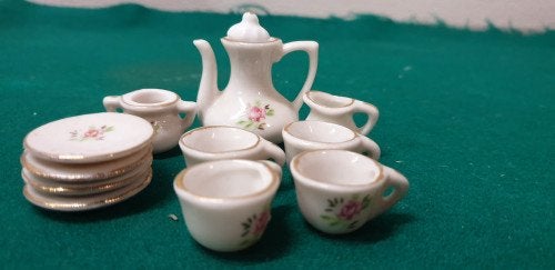 Mini servies roos, met gouden detail, Ophalen of Verzenden
