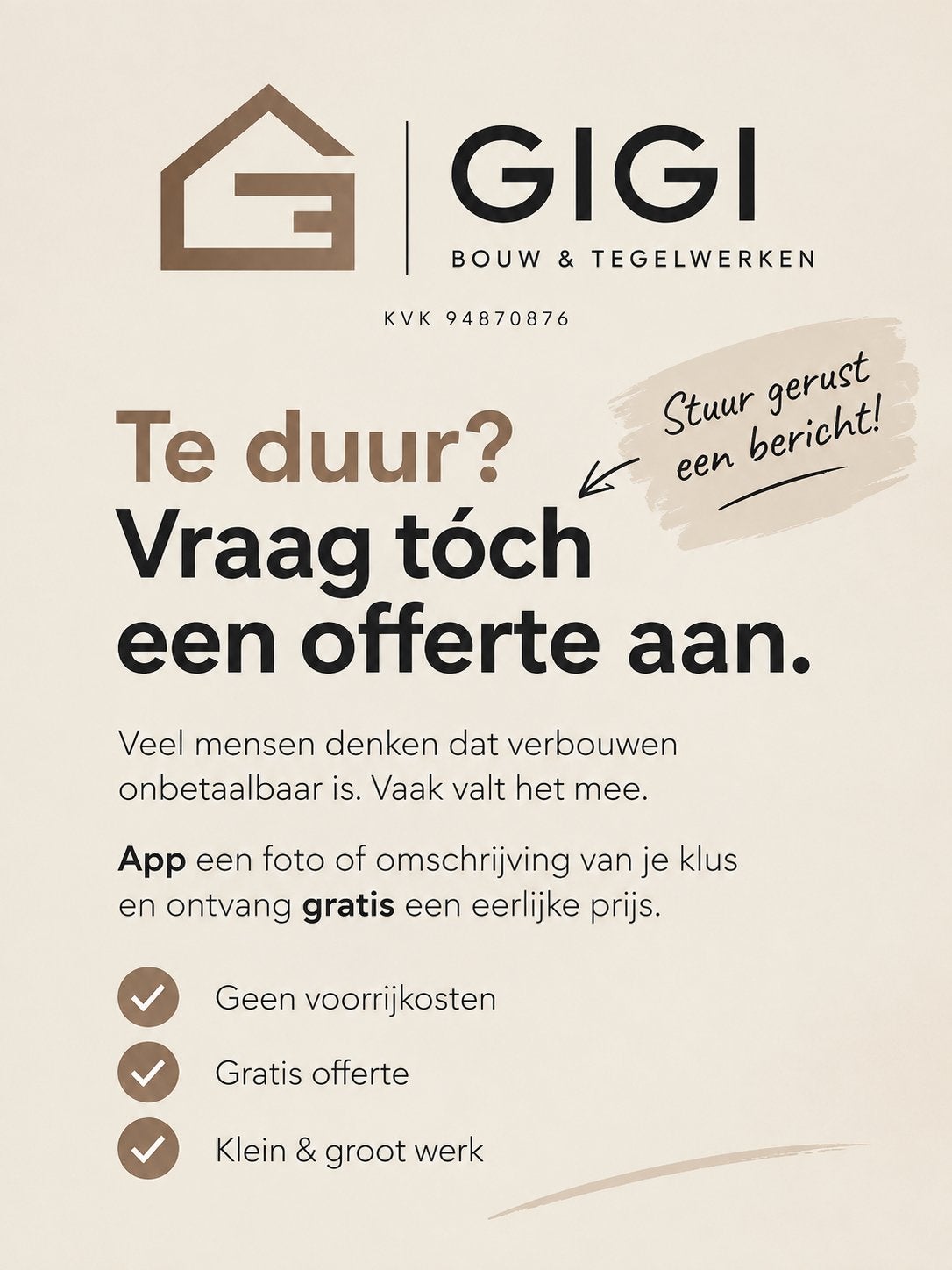 Verbouwen te duur? Stuur ons een bericht., Garantie, Metselen