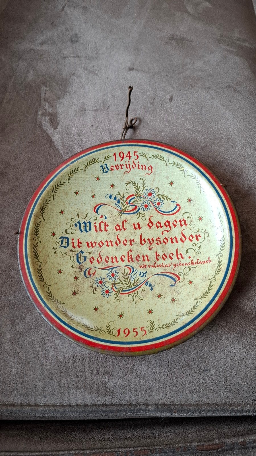 Vintage Blikken Herdenkingsbord Bevrijding 1945 - 1955, Ophalen of Verzenden, Overige soorten, Nederland, Overige typen