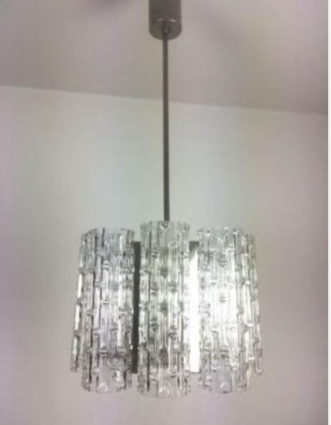 vintage Doria hanglamp mid-century, Ophalen, E14 (klein), Zo goed als nieuw, Glas