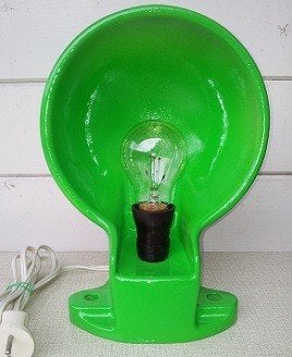 Unieke groene tafellamp gemaakt van metalen dierendrinkbak, Overige merken, Groen, Zo goed als nieuw, 18 cm