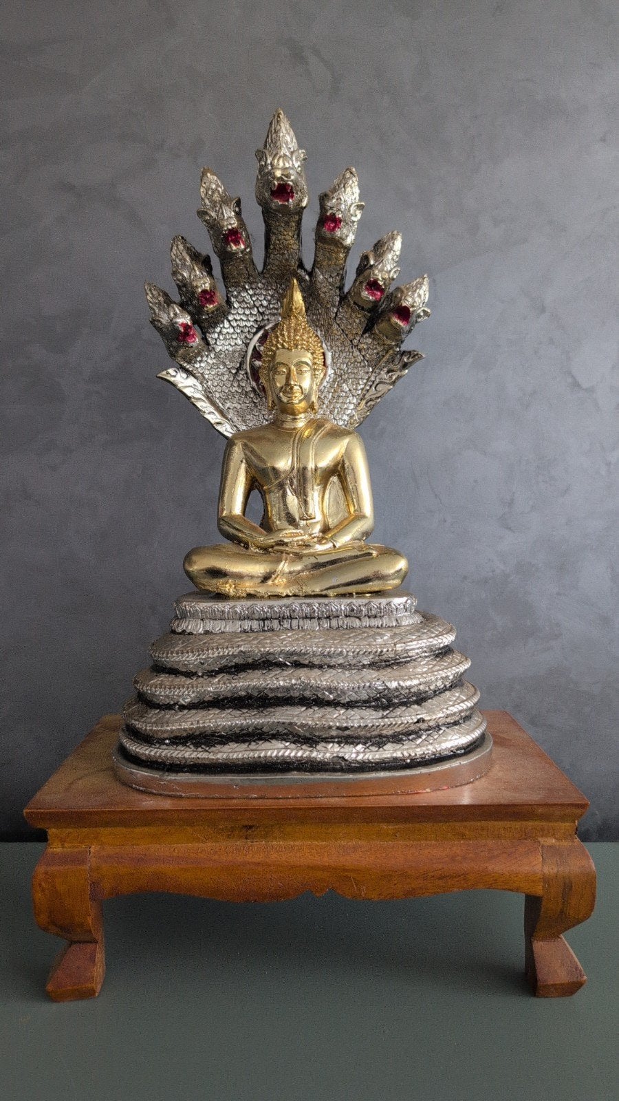 Thaise Boeddha uit Chiang Mai, Tempel Thaton, Ophalen, 20 - 50 cm, Beeld, Goud