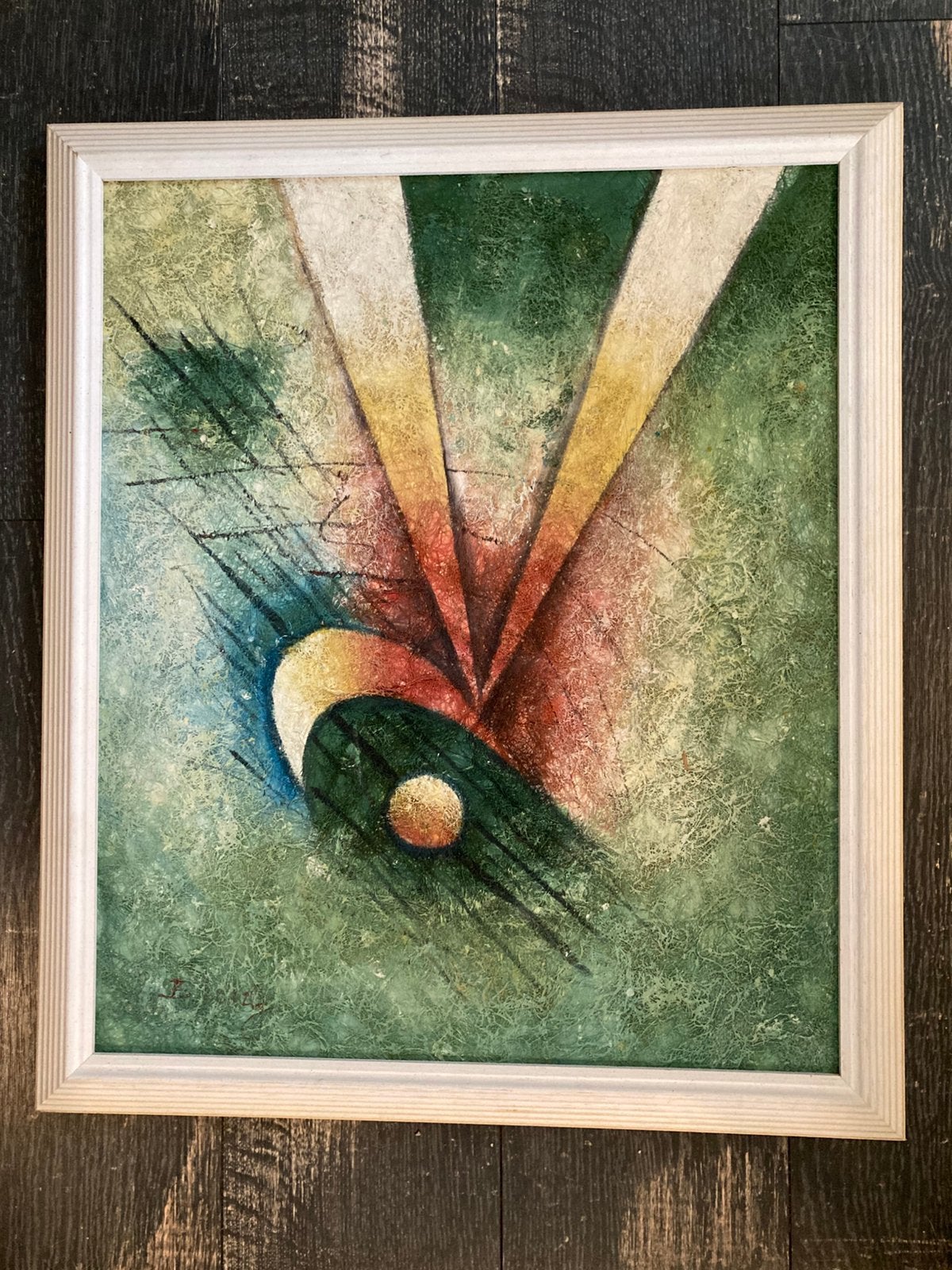 Schilderij van B. Long (181024c), Antiek en Kunst, Kunst | Schilderijen | Abstract, Ophalen of Verzenden