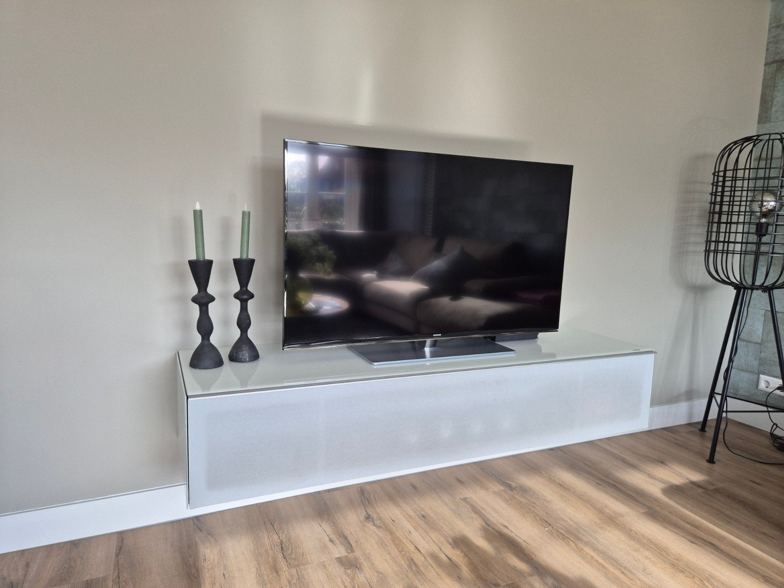 Spectral zwevend tv-meubel wit/grijs, incl of ex geluidsbox, Ophalen, 150 tot 200 cm, Zo goed als nieuw, Minder dan 100 cm