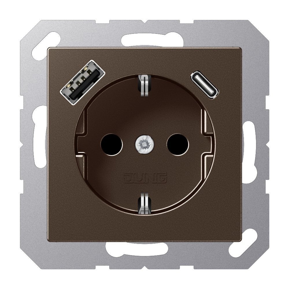 WCD RA 1-voudig inbouw + USB A & C A500 mokka, Verzenden, Nieuw