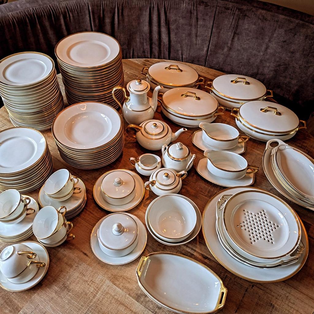 Exclusief 130-delig Rosenthal Selb-Bavaria Servies –goudrand, Antiek en Kunst, Antiek | Servies compleet, Ophalen