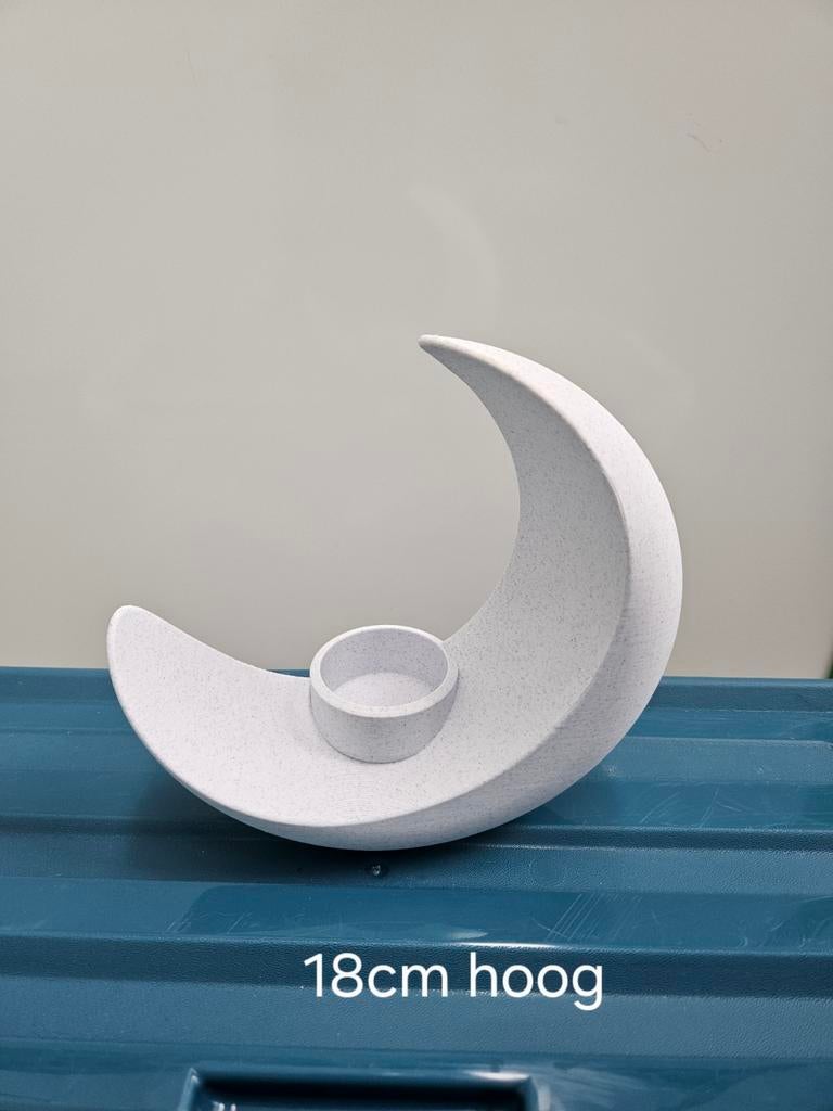 3d geprinte maan waxinelicht houder 18cm, Ophalen of Verzenden, Nieuw