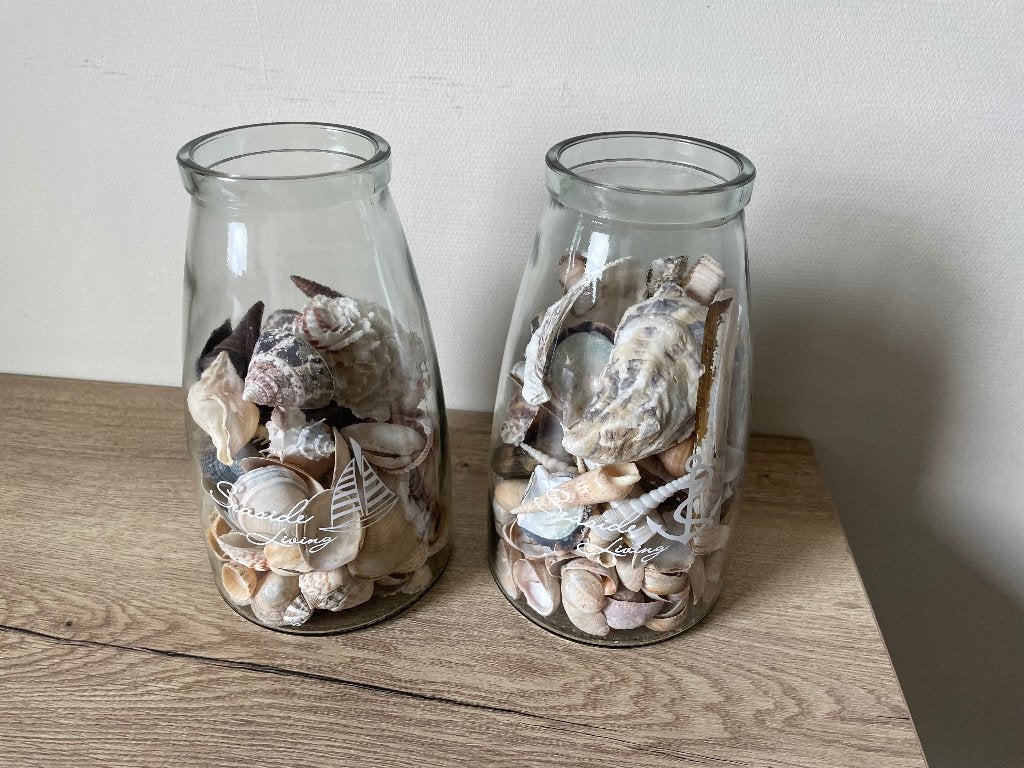 Glazen pot met schelpen, Antiek en Kunst, Ophalen of Verzenden