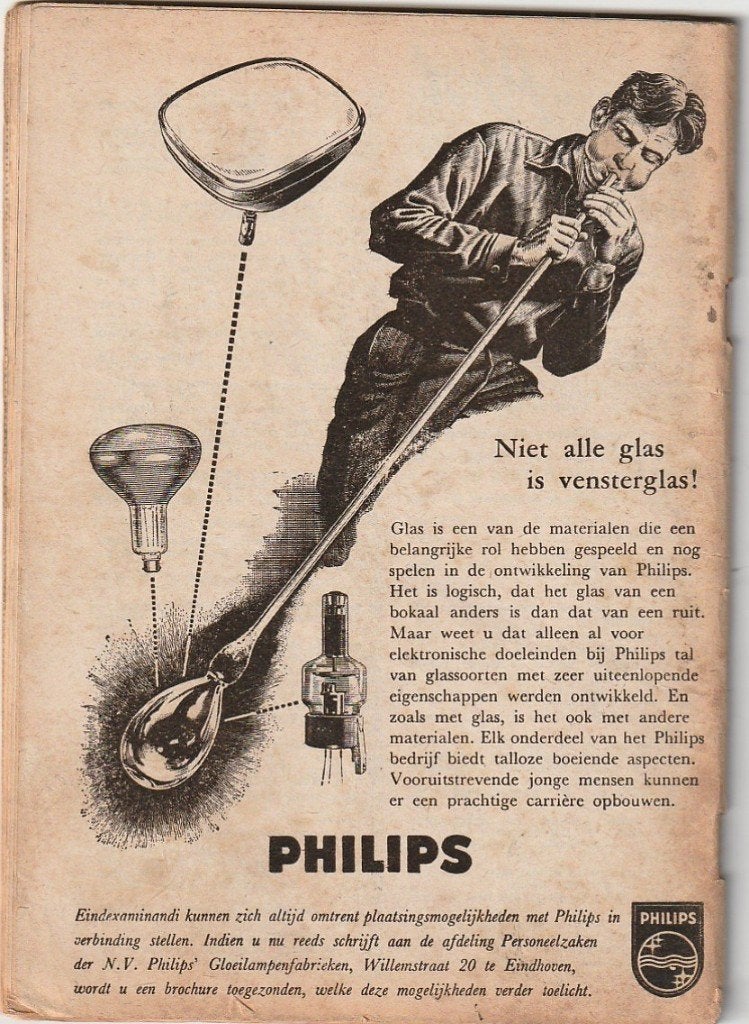 Retro reclame 1958 Philips blazen van een glazen gloeilamp, Verzamelen, Verzenden, Overige typen