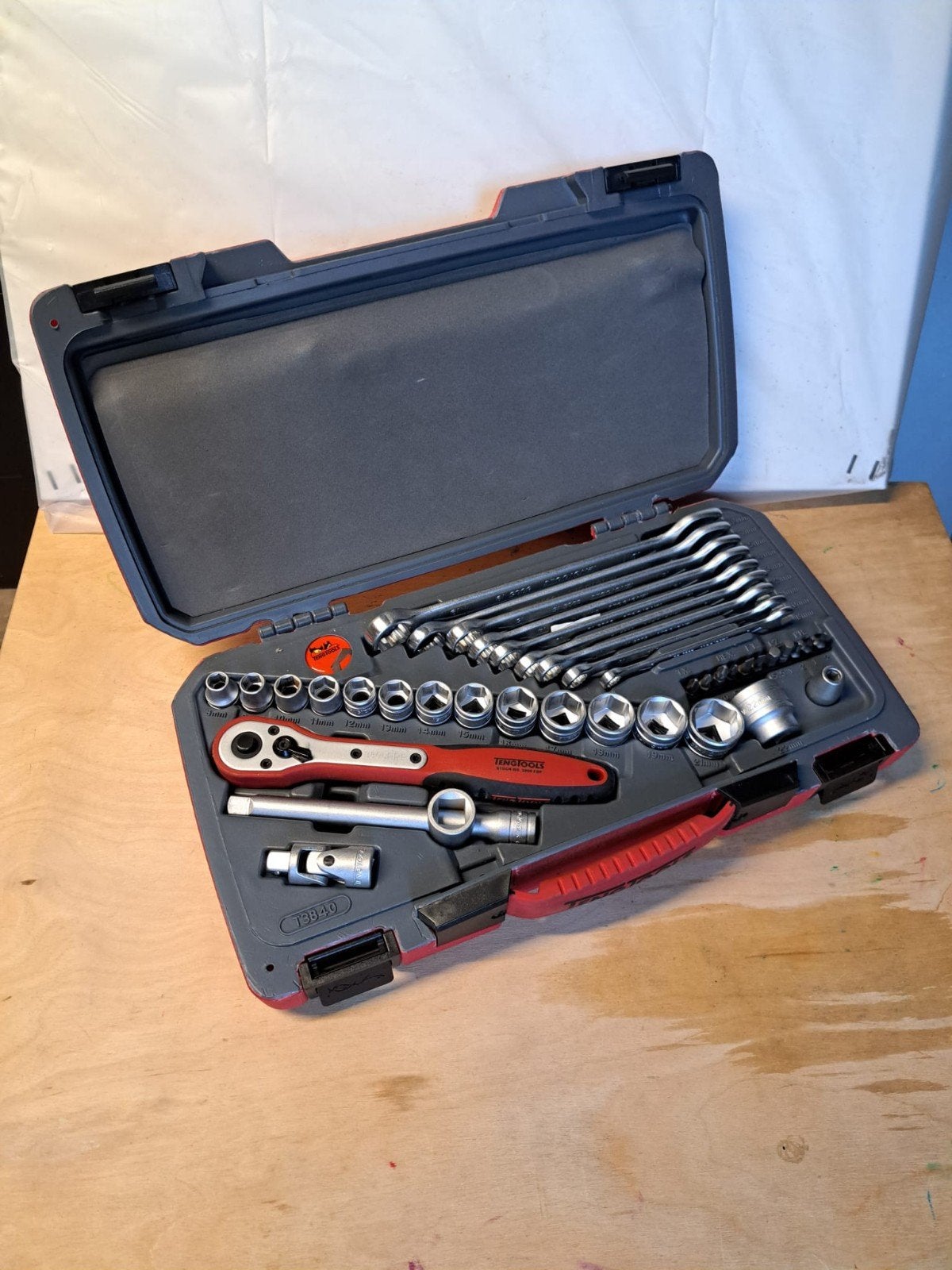 TengTools T3840 Ratelset met ringsteeksleutels, Doe-het-zelf en Verbouw, Gereedschap | Handgereedschap, Ophalen of Verzenden, Zo goed als nieuw