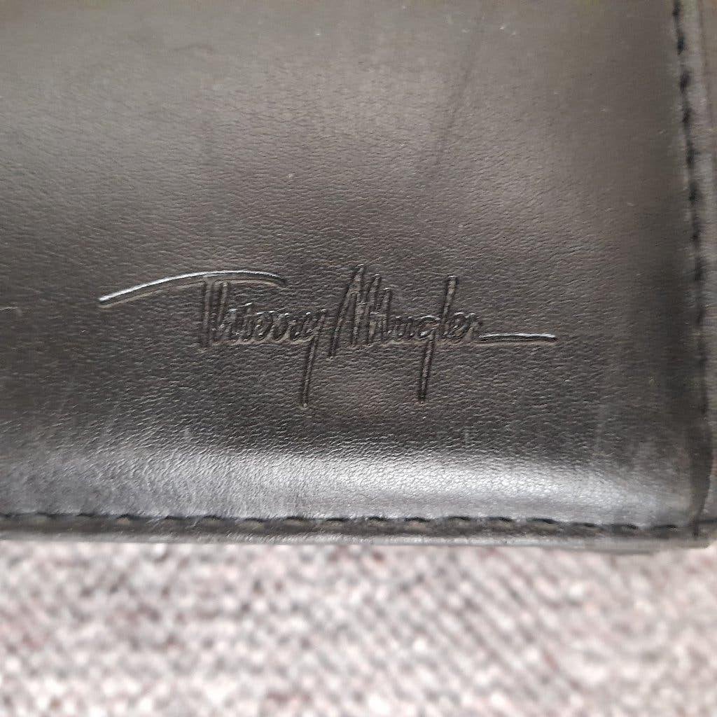 Thierry Mugler- leer - documenten attache koffer-/tas, Ophalen, Zo goed als nieuw, 35 tot 45 cm, Uitschuifbare handgreep