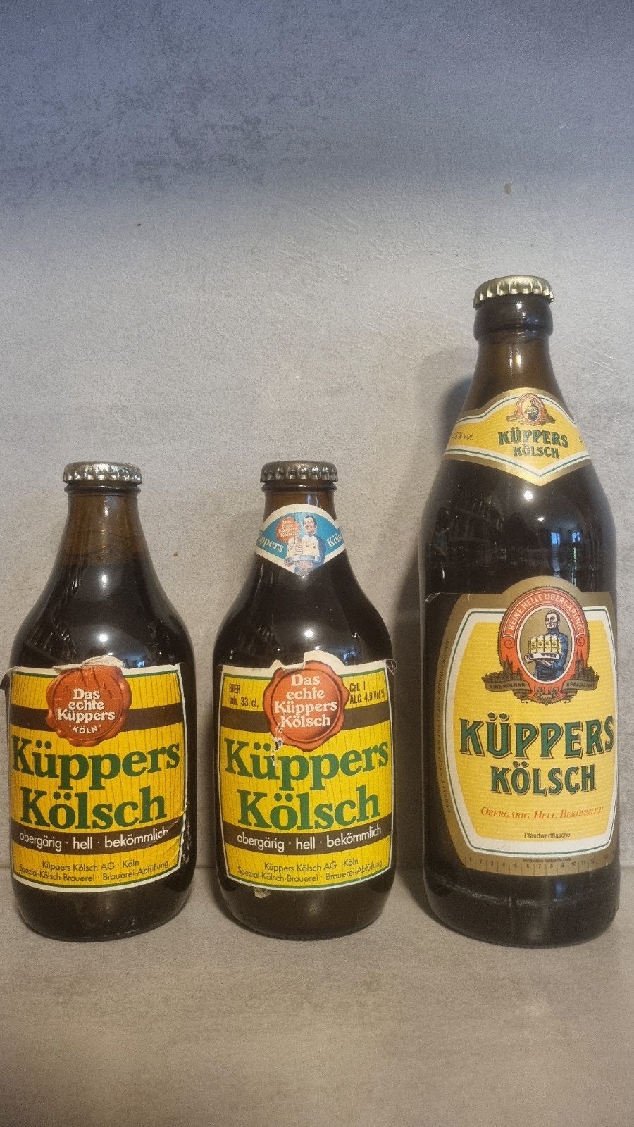 Vintage Küppers Kölsch, Keulen - 2x <'88, 1x '88, Verzamelen, Ophalen of Verzenden, Zo goed als nieuw, Flesje(s), Overige merken