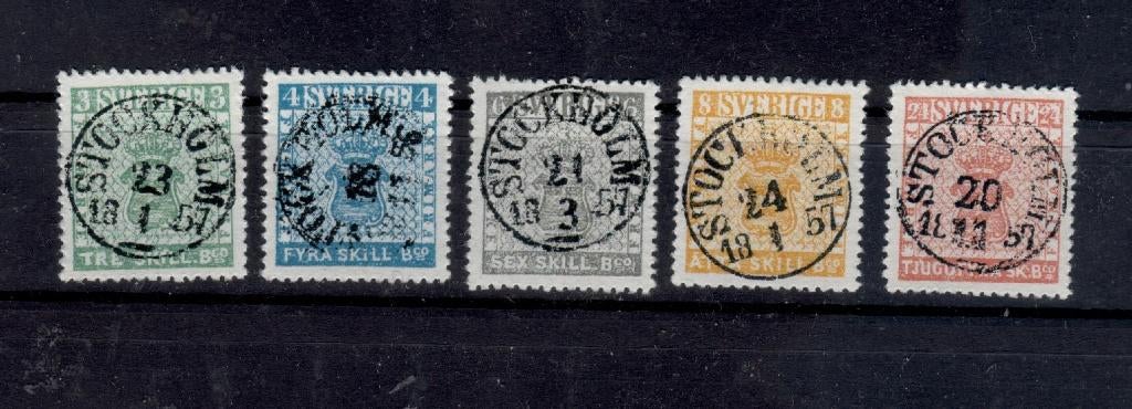 X106A) 1855 Zweden Mi 1/5 €2600 maakwerk/geen garantie, Verzenden, Zweden, Gestempeld