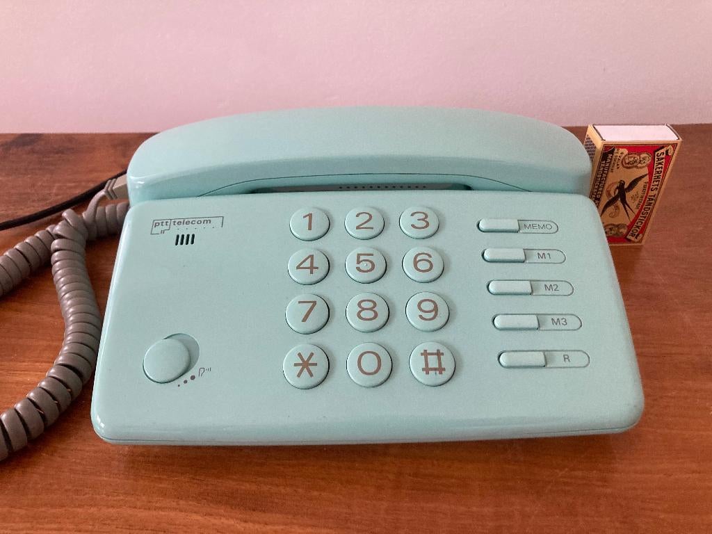 Vintage telefoontoestel mintgroen turquoise mint groen PTT, Ophalen of Verzenden, Zo goed als nieuw