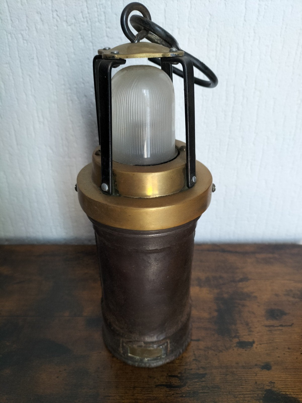 Vintage mijnlamp / scheepslamp - koper en metaal, Ophalen of Verzenden