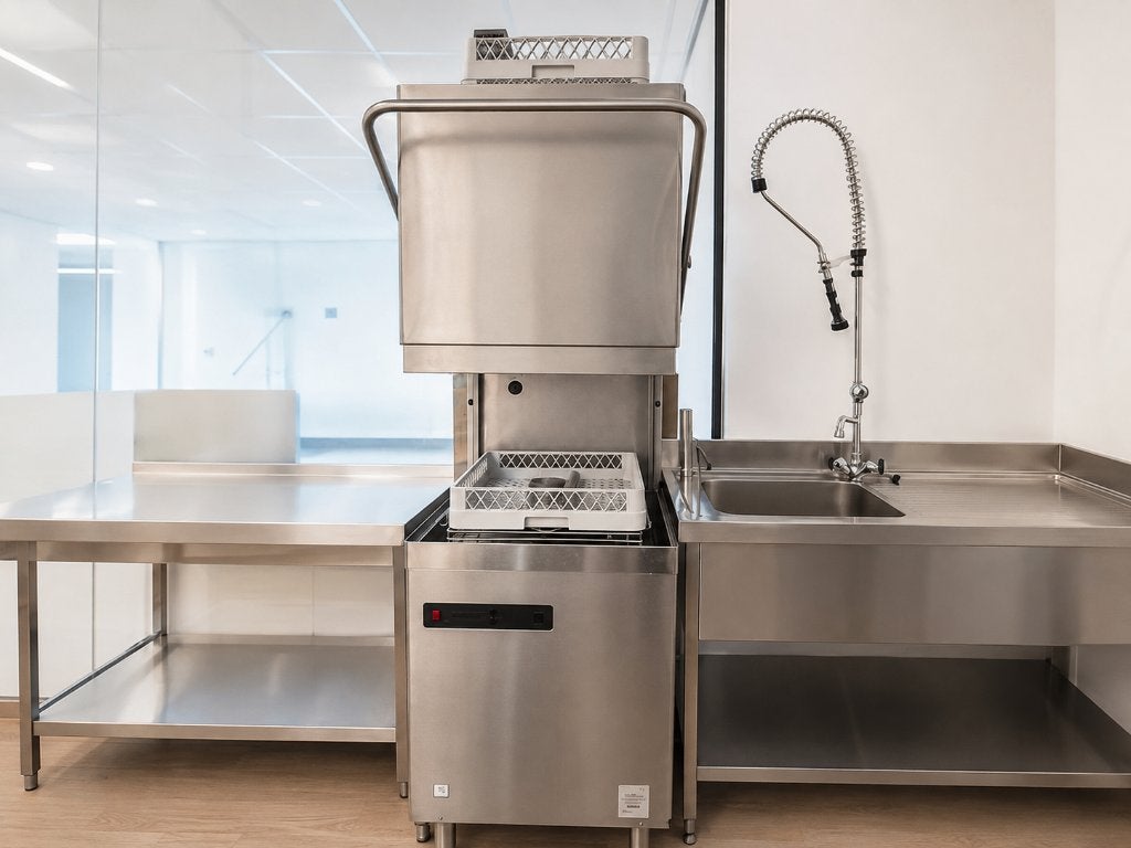 GGM Gastro DS430L-EK doorschuifvaatwasser 50x50 7,1kW, Ophalen, Gebruikt, Reinigen