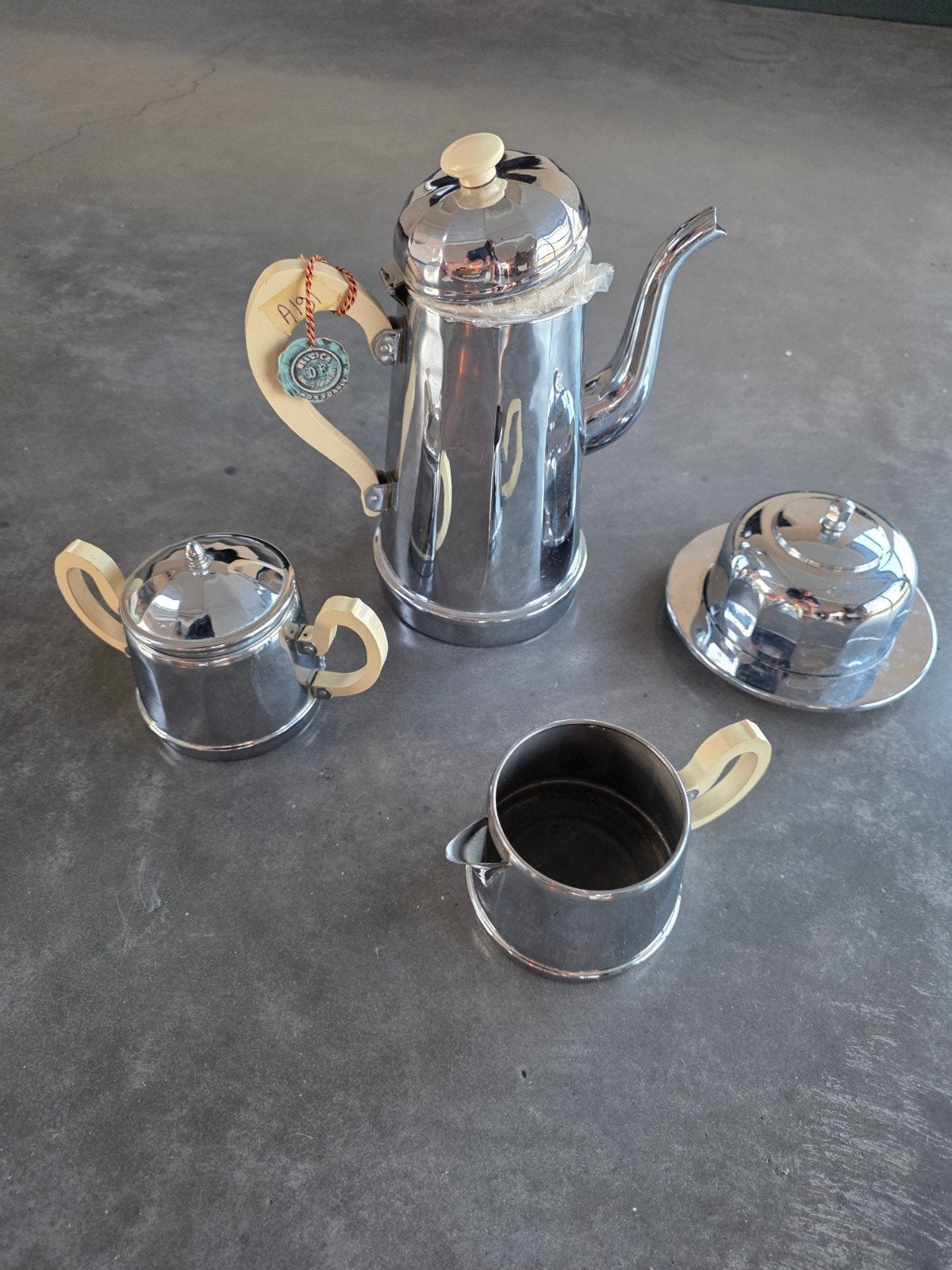Vintage Belgica DF Koffie- en Theeservies - Inoxydable, Antiek en Kunst, Ophalen of Verzenden
