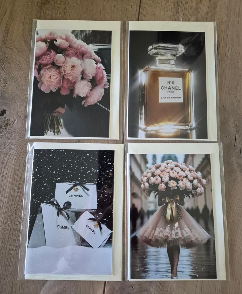Prachtig set van 4 dubbele wenskaarten met envelop in folie!, Diversen, Ophalen of Verzenden, Nieuw