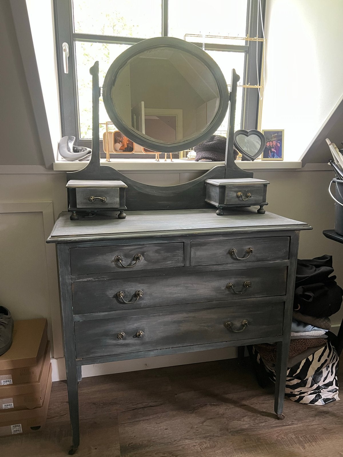 Vintage kaptafel met spiegel en lades, Ophalen