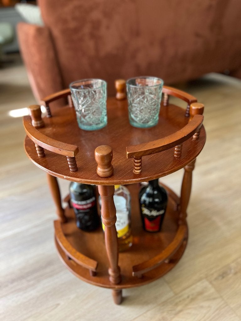 Houten bijzettafel/dranktafel, 54 cm hoog, 45 cm doorsnede, 45 tot 60 cm, Minder dan 55 cm, Gebruikt, Ophalen of Verzenden