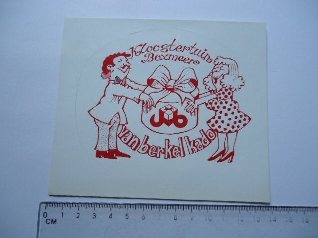 sticker oud Boxmeer Van Berkel kado kloostertuin strip, Verzamelen, Ophalen of Verzenden, Zo goed als nieuw, Bedrijf of Vereniging