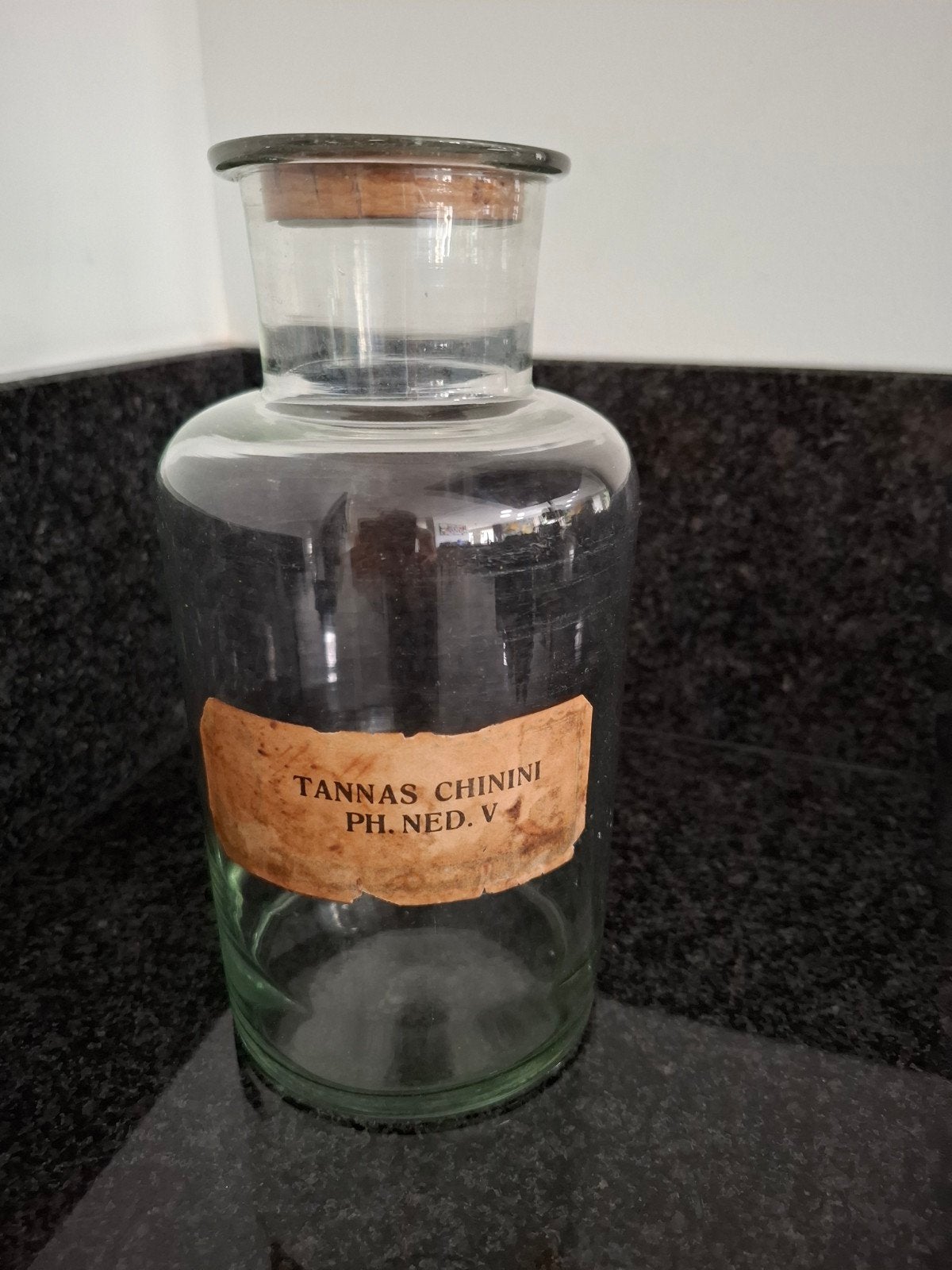 Apothekersfles met kurk - TANNAS CHININI PH. NED. V, Ophalen of Verzenden