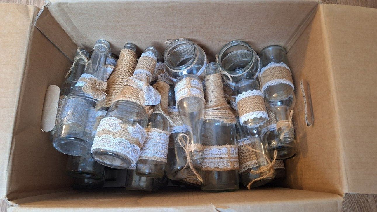 Diverse vaasjes voor bruiloft of decoratie (ca. 30 stuks), Huis en Inrichting, Woonaccessoires | Vazen, Gebruikt, Handgemaakt