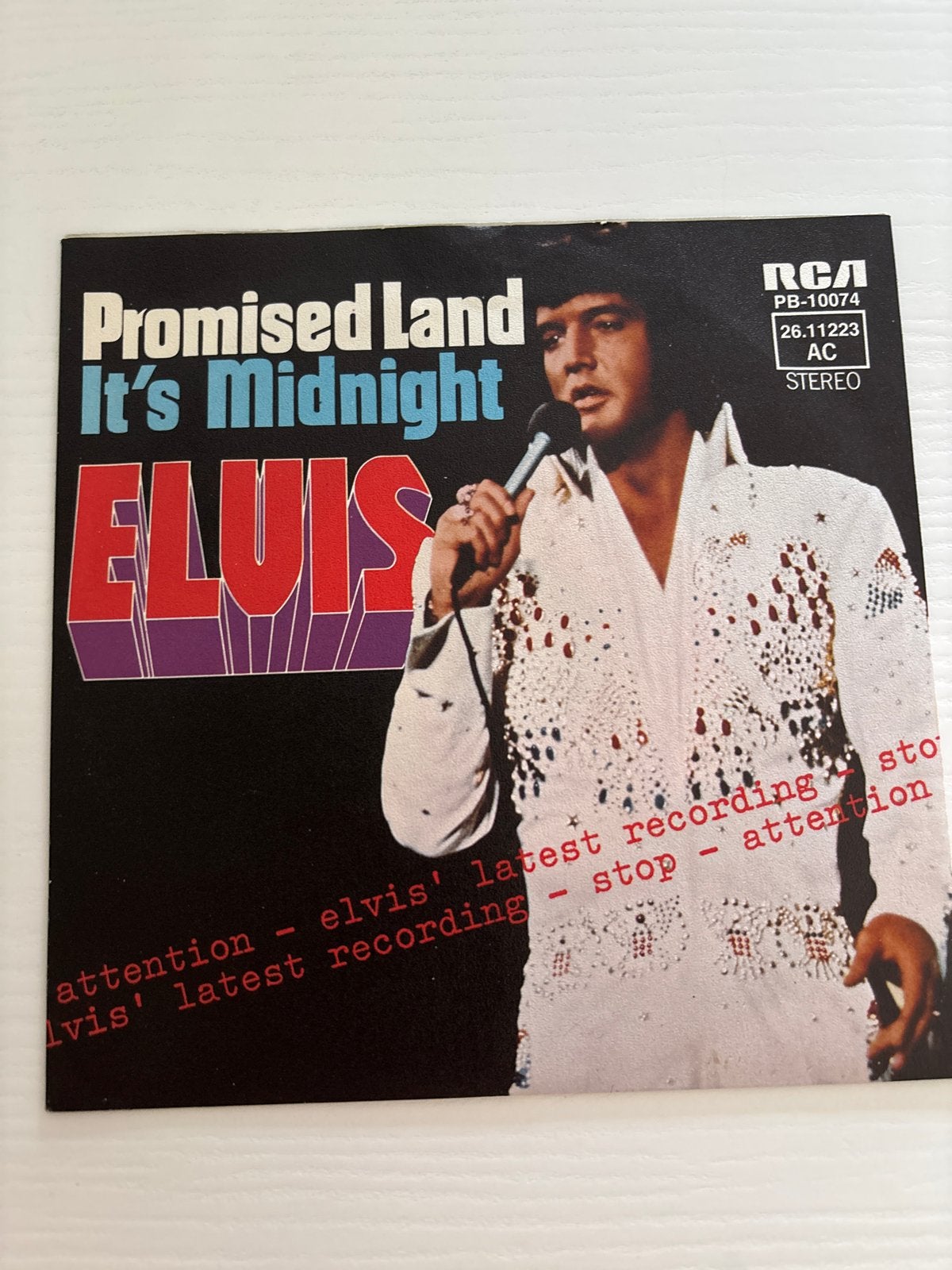 Elvis Presley - Promised Land / It's Midnight (45 toeren), Verzamelen, Ophalen of Verzenden, Zo goed als nieuw, Cd of Plaat