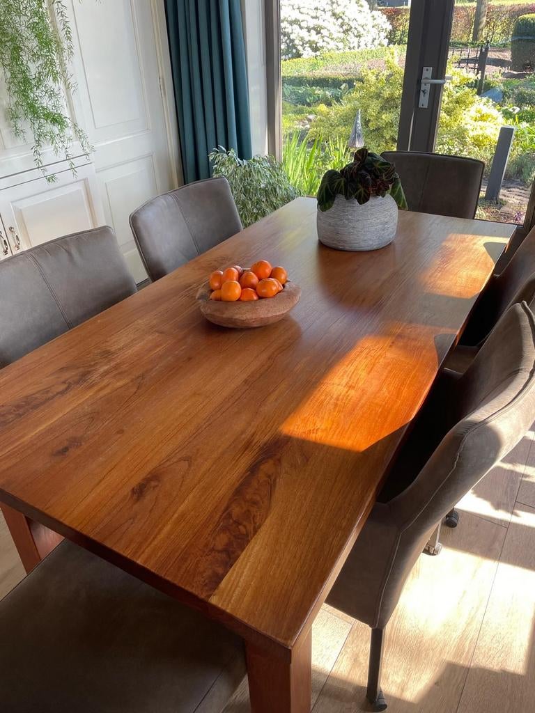 Eettafel teak 170 x 85, Ophalen, Rechthoekig, 150 tot 200 cm, 50 tot 100 cm